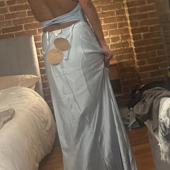 Selfie Leslie Nerida Sheer Waist Back Twist Maxi Dress Blue - Picture 5 of 6